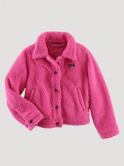 Girl's Allover Sherpa Western Snap Jacket in Pink