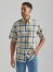 Wrangler Rugged Wear Short Sleeve Easy Care Plaid Button-Down Shirt in Khaki Blue