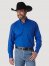 Men's George Strait & Wrangler National Patriot Button Down Solid Shirt in Royal Blue