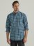 Wrangler Rugged Wear Long Sleeve Wrinkle Resist Plaid Button-Down Shirt in Teal Navy