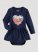 Baby Girl's Heart Graphic Skirted Bodysuit in Navy