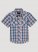 Boy's Short Sleeve Fashion Western Snap Plaid Shirt in Sunset Blue