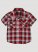 Little Boy Short Sleeve Western Snap Plaid Shirt in Red Maple