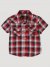 Little Boy Short Sleeve Western Snap Plaid Shirt in Red Maple