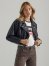 Wrangler x Fender Women's Crop Moto Jacket in Coated Black