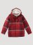 Boy's Wrangler Sherpa Lined Flannel Hooded Shirt Jacket in Garnet