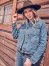 Women's Wrangler Retro Sherpa Lined Western Denim Jacket in Denim