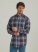 Wrangler Rugged Wear Long Sleeve Flannel Plaid Button-Down Shirt in Navy Indigo