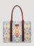 Southwestern Print Canvas Wide Tote in Light Blue
