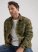 Men's Heavyweight Sherpa Lined Plaid Shirt Jacket in Rosin Green