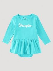 Baby Girl's Long Sleeve Logo Skirted Bodysuit in Ceramic