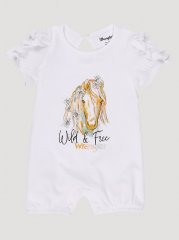 Baby Girl's Wild and Free Horse Romper in White