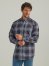 Wrangler Rugged Wear Long Sleeve Flannel Plaid Button-Down Shirt in Navy Indigo