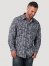 Men's Rock 47 by Wrangler Long Sleeve Embroidered Yoke Western Snap Shirt in Navy Wave
