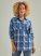 Women's Wrangler Long Sleeve Western Snap Plaid Denim Shirt in Blue Plaid