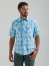Men's Wrangler Fashion Snap Short Sleeve Western Snap Plaid Shirt in Baby Blue
