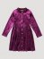 Girl's Long Sleeve Velvet Shirt Dress in Purple