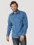 Men's Rock 47 by Wrangler Long Sleeve Embroidered Yoke Western Snap Print Shirt in Blue Print