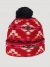 Southwest Print Pom Beanie in Red