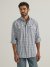 Men's Performance Button Front Long Sleeve Plaid Shirt in Navy Blue