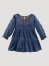 Girl's Embroidered Denim Tunic Dress in Blue Denim