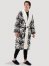 Flannel Cow Print Sherpa Lined Robe in Caviar
