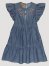 Girl's Ruffle Sleeve Embroidered Denim Dress in Blue Denim