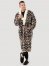 Flannel Printed Sherpa Lined Robe in Tan