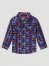 Little Boy Checotah Print Long Sleeve Snap Front Western Shirt in Blue