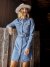 Women's Long Sleeve Western Snap Denim Dress in Mid Denim