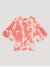 Girl's Pink Cow Print Bell Sleeve Top in Pink