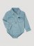 Baby Boy Long Sleeve Denim Bodysuit with Western Snap Placket in Faded Blue