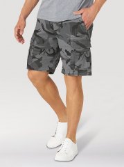 Men's Wrangler Authentics Stretch Cargo Short in Anthracite Camo