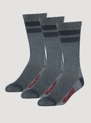 Men's Wool Stripe Work Socks (3-pack) in Black