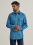 Men's Wrinkle Resist Long Sleeve Western Snap Solid Shirt in Aegean Blue