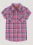 Girl's Short Sleeve Plaid Western Snap Shirt in Bubble Pink
