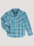 Little Boy Long Sleeve Snap Front Plaid Western Shirt in Seaside Teal