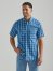 Wrangler Rugged Wear Short Sleeve Wrinkle Resist Plaid Button-Down Shirt in Deep blue