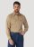 Wrangler FR Flame Resistant Long Sleeve Western Snap Solid Twill Work Shirt in Khaki