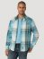 Men's Wrangler Retro Premium Long Sleeve Western Snap Plaid Shirt in Blue Light