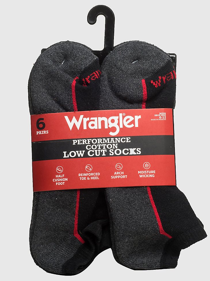 Men's Wrangler Low-Cut Cushioned Socks (6-Pack) in Black