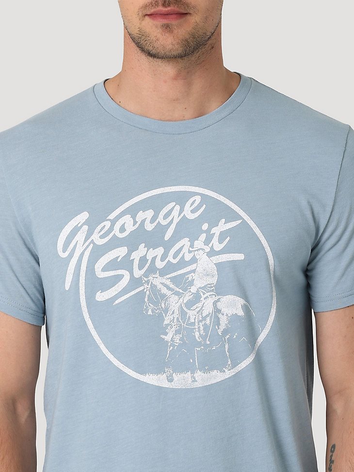 Wrangler George Strait Horseback Graphic T-Shirt in Ashley Blue Heather