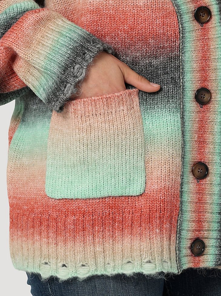 Women's Wrangler Watercolor Boxy Cardigan Sweater in Ombre Multi