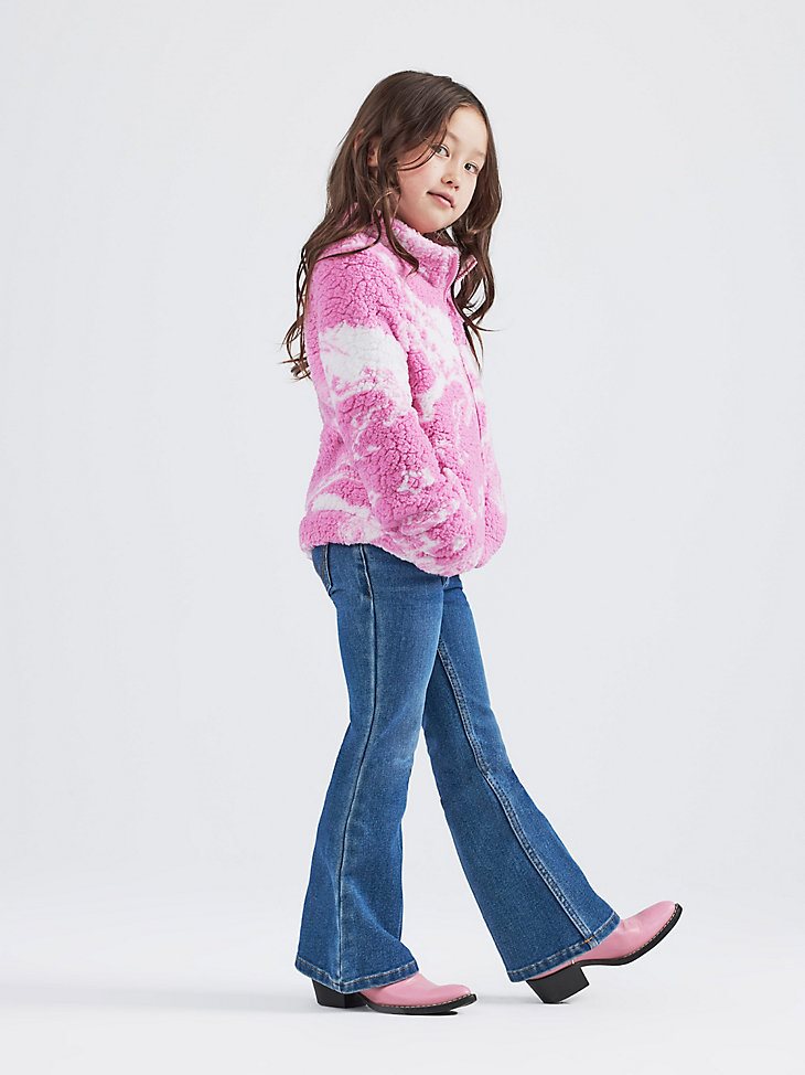Wrangler x Barbie Girl's Western Sherpa Jacket in Pink