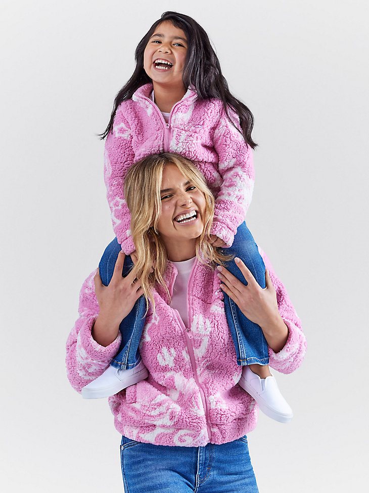 Wrangler x Barbie Girl's Western Sherpa Jacket in Pink