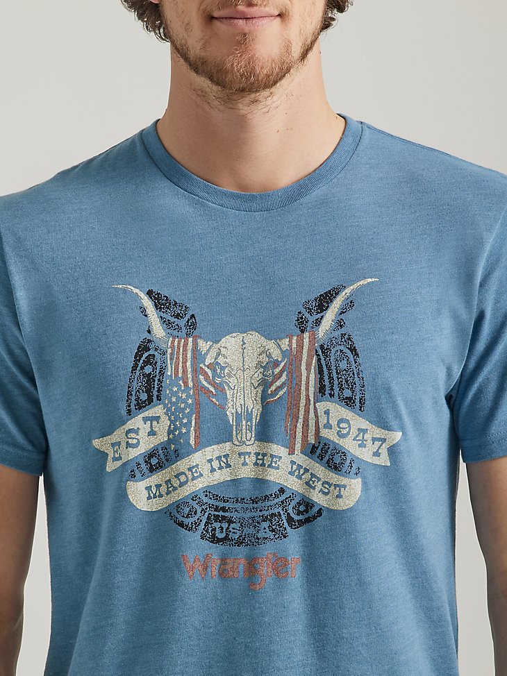 Men's Made in West Graphic T-Shirt in Medium Blue