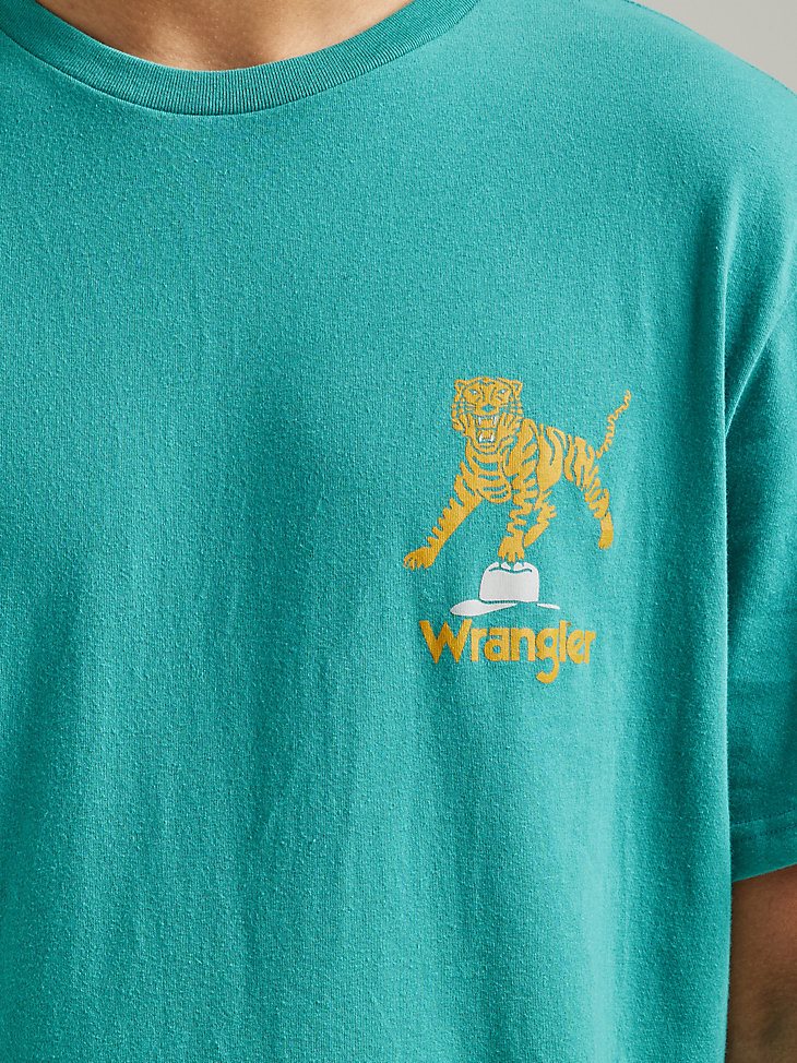 Men's Relaxed Fit Tiger T-Shirt in Green Blue Slate