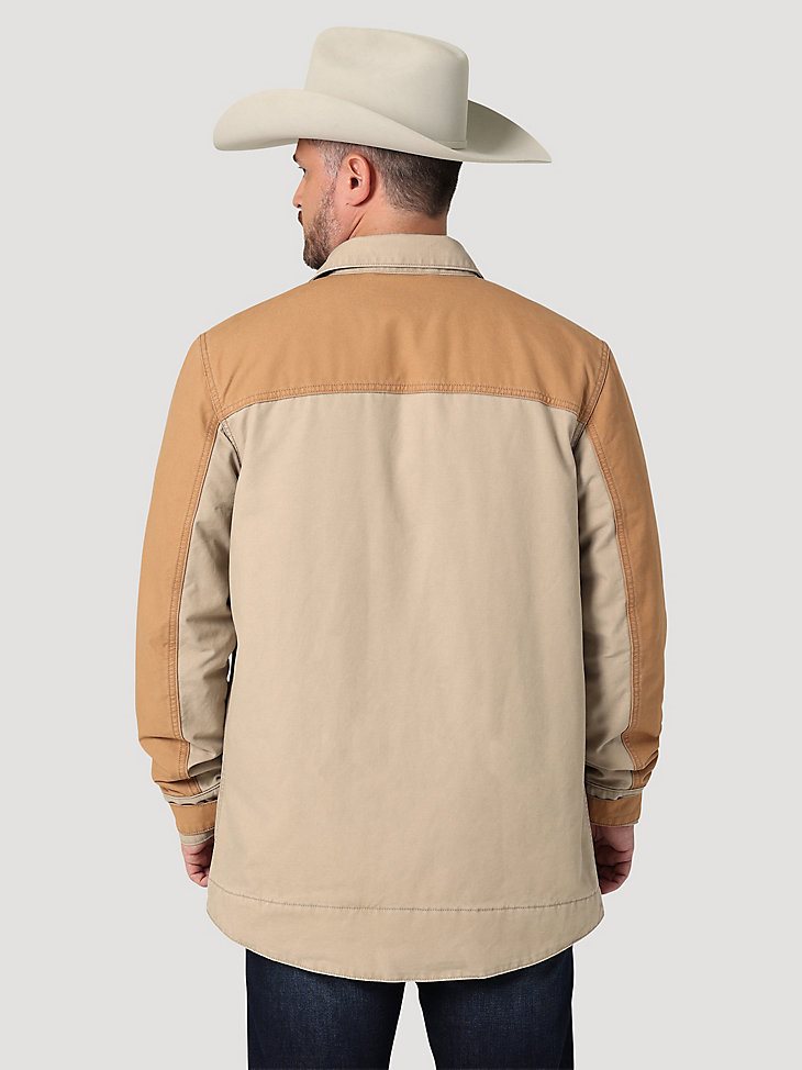 Men's Wrangler Mixed Canvas Chore Jacket in Vintage Khaki