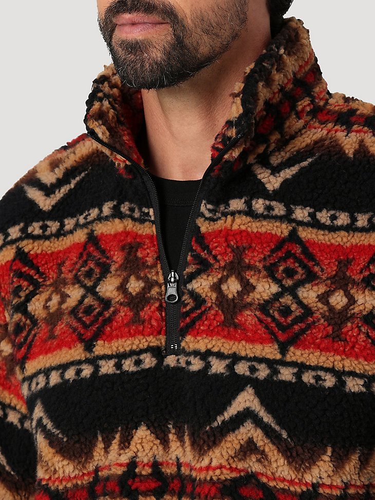 Men's Wrangler Heavyweight Quarter-Zip Sherpa Pullover in Cappuccino