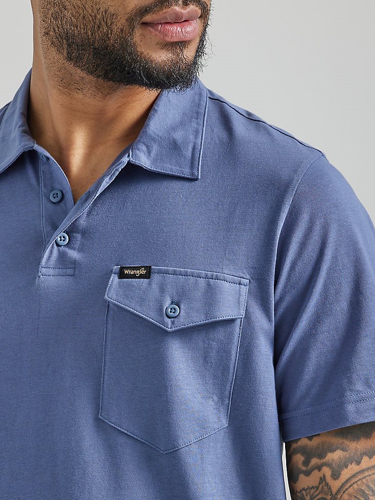 Men's Knit Polo Shirt in Vintage Indigo